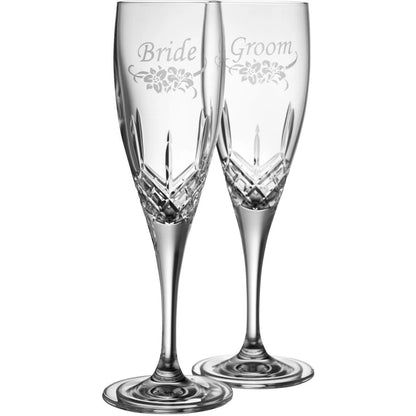 Galway Bride & Groom Flute Pair, Clear, Glass