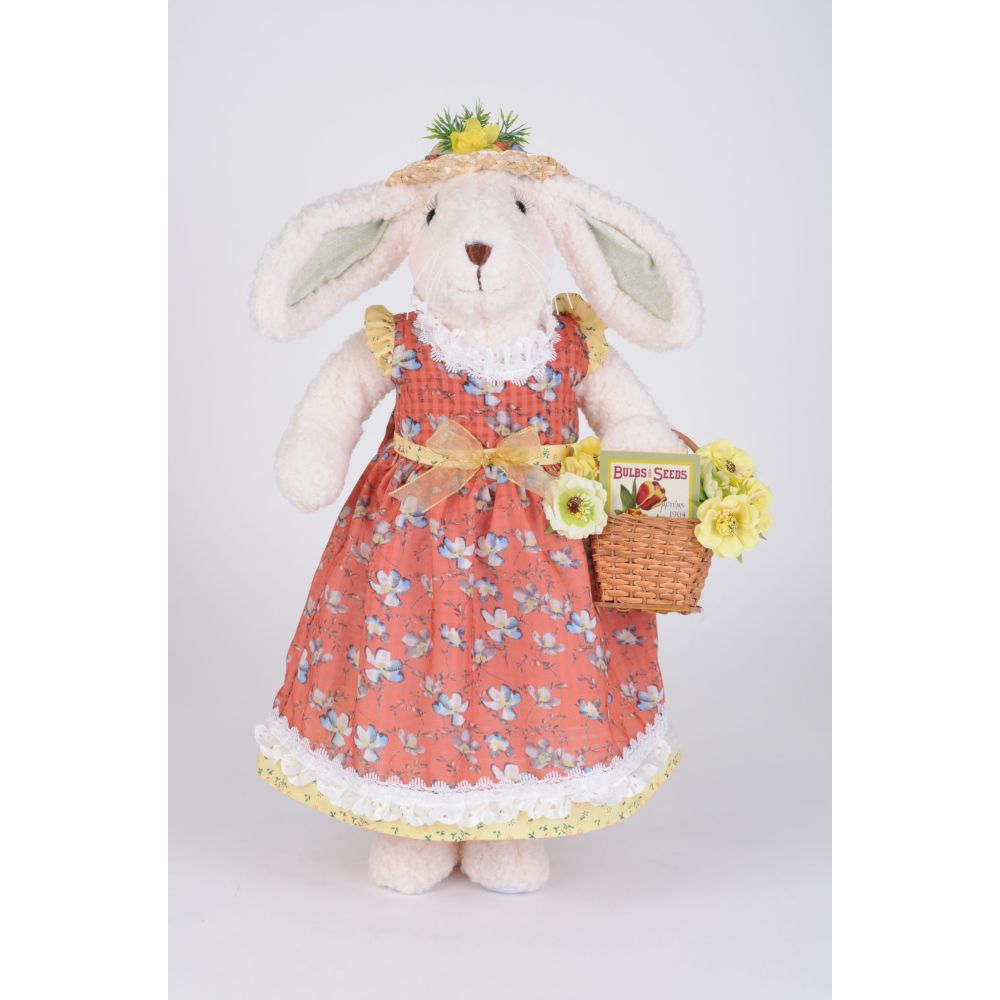 Karen Didion Originals Flower Basket Bunny Figurine, 23 Inches