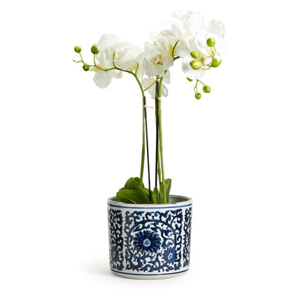 Two's Company Blue and White Lotus Flower Vase/Planter