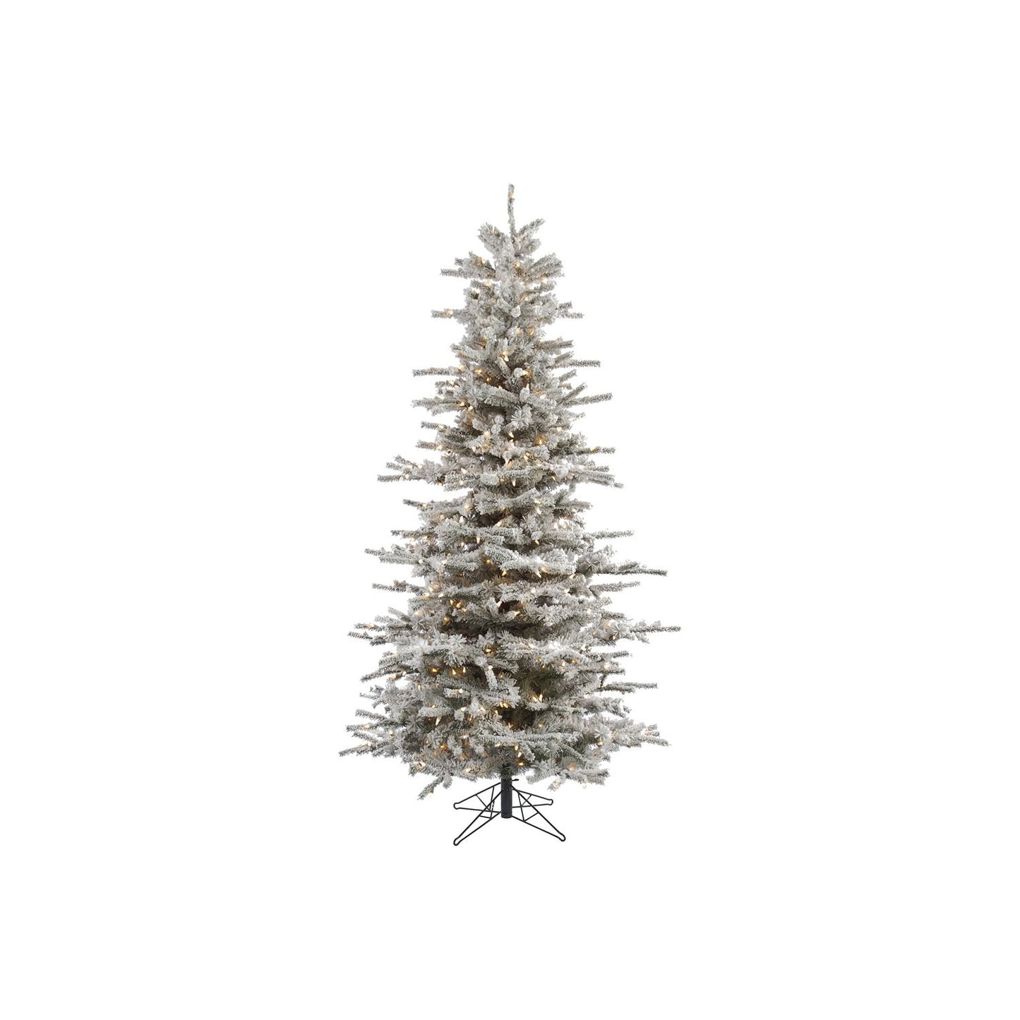 Vickerman 8.5' Flocked Sierra Fir Slim Artificial Christmas Tree, Clear Lights