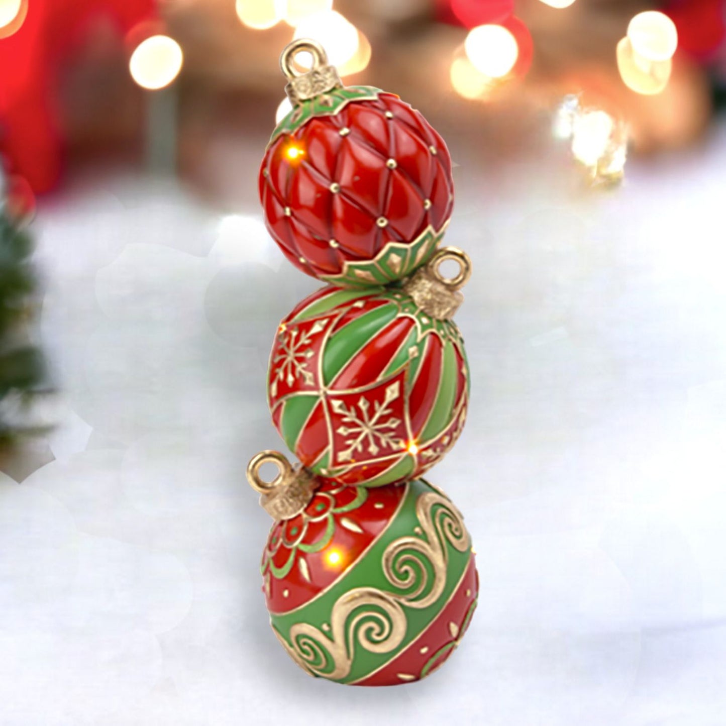 December Diamonds Christmas Carousel 16-Inch Stacked Led Ornaments, Multicolor