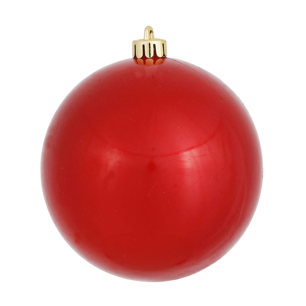 Vickerman 4" Red Candy Ball Ornament, 6 per Bag, Plastic
