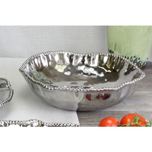 Pampa Bay Verona Porcelain Oversized Serving Bowl, Silver, 14.5 inches