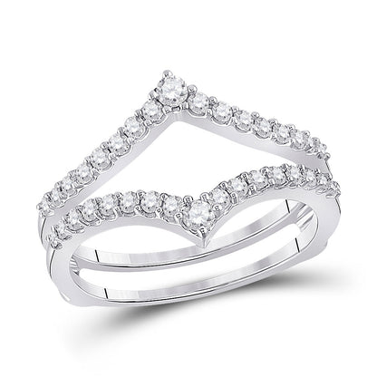GND 14kt White Gold Round Diamond Ring Guard Wrap Enhancer Wedding Band 1/2 Cttw