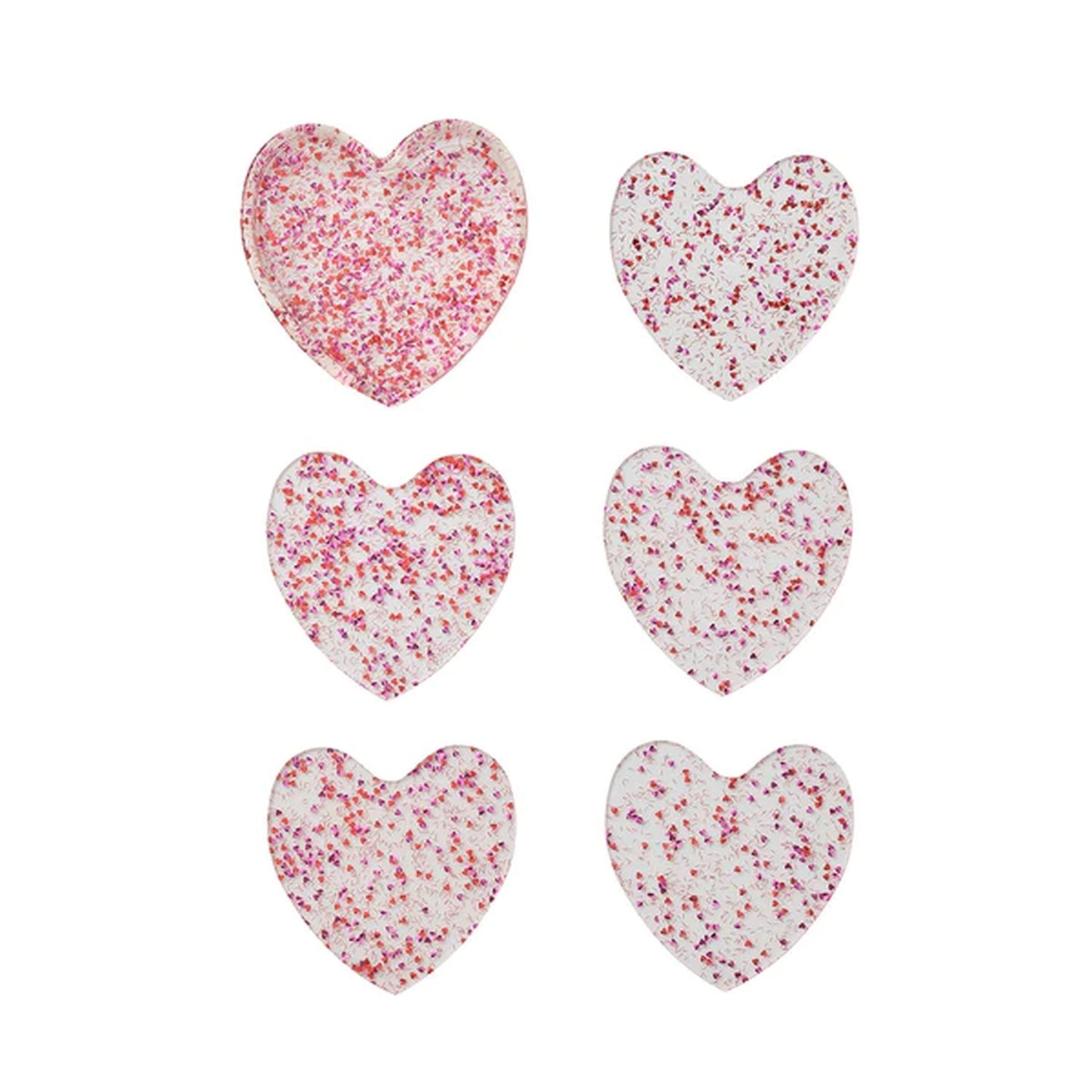 Kim Seybert Sweetheart Coasters in Pink & Red, Set of 6 in a Caddy