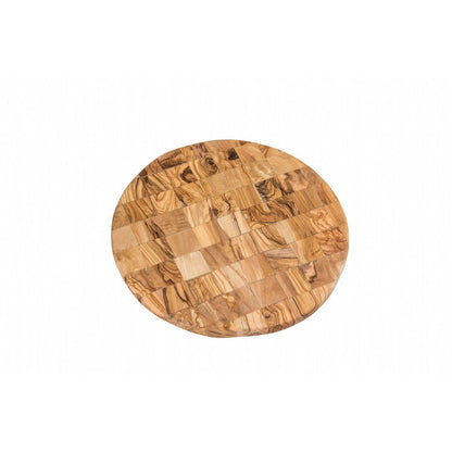 Lipper International Olive Wood Round Mosaic Board