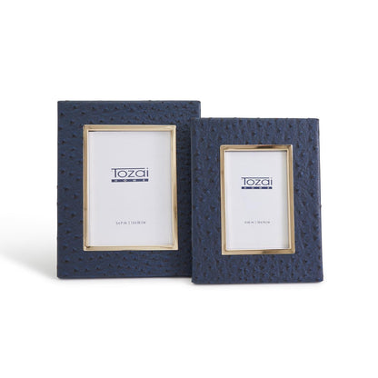 Two's Company Navy Ostrich Frames Includes 2 Sizes, Set of 2