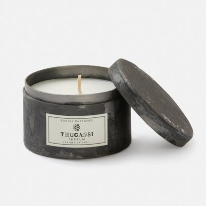 Thucassi Ferrum Candle, Mint Woods Scent, Black Tin