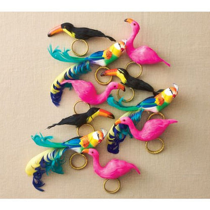 Kim Seybert Flamingo Napkin Ring, Set of 4, Pink, Styrofoam, 2" x 5"