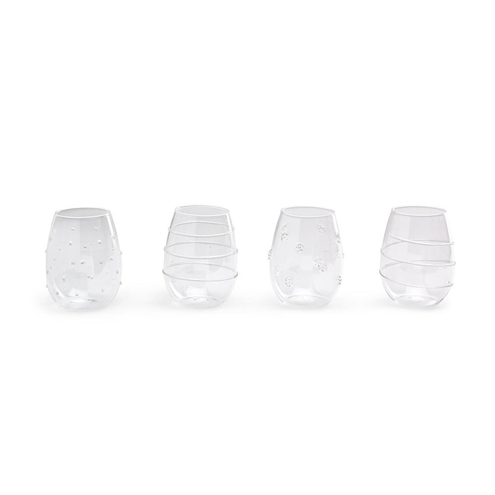 Two's Company Verre Stemless Wine Glass, Assortment of 4 Designs
