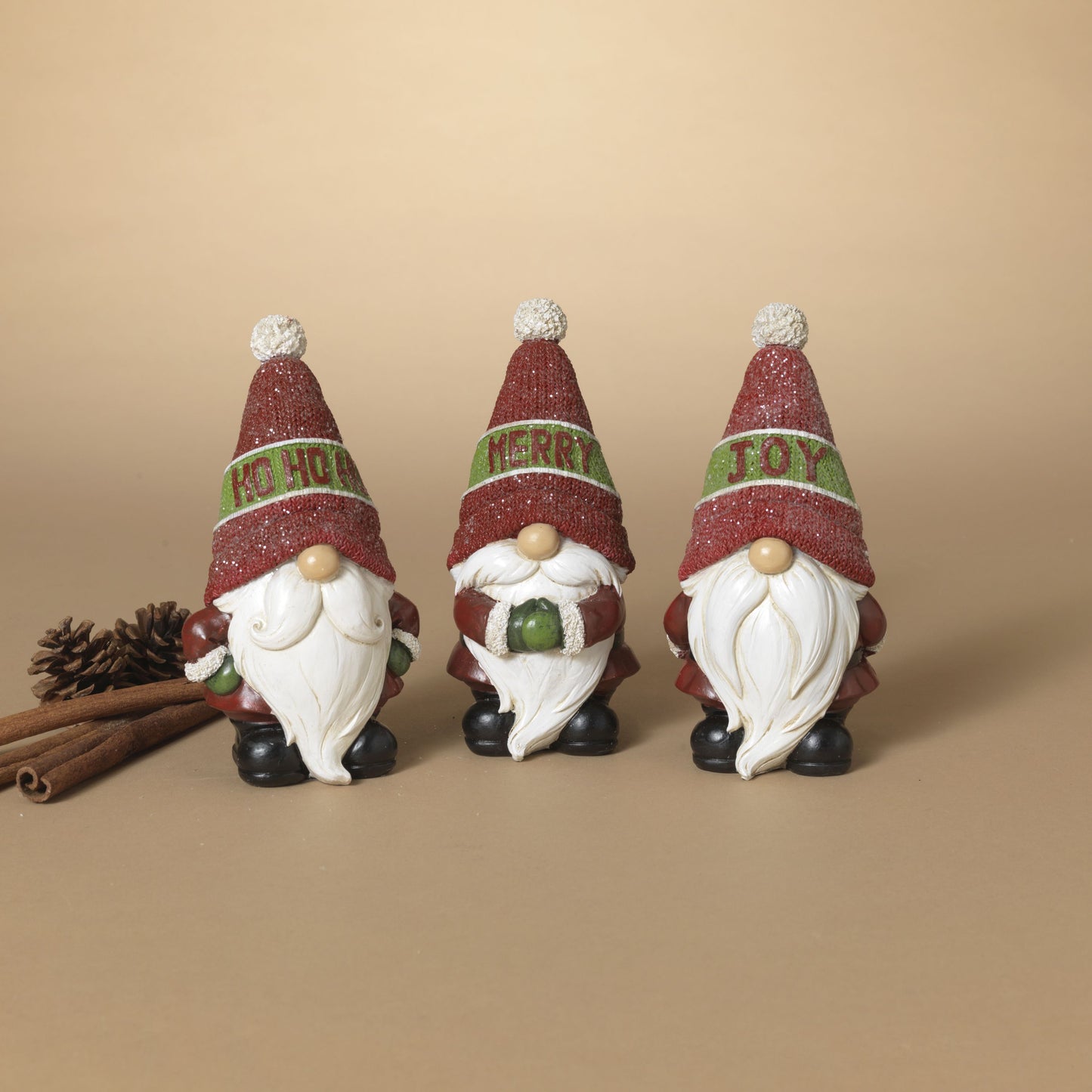 Gerson Company 6.3"H Resin Holiday Gnome, 3 Asst