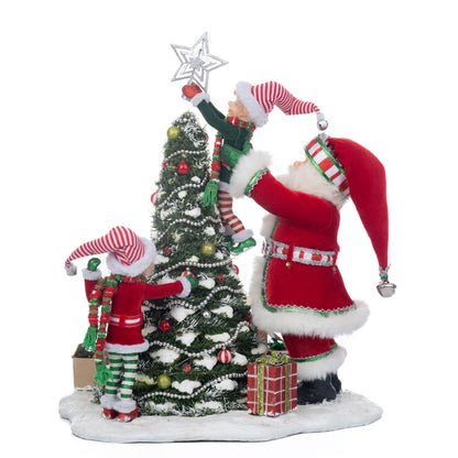 Katherine's Collection 2023 Peppermint Palace 18" Elves Decorating Tree, Green Resin