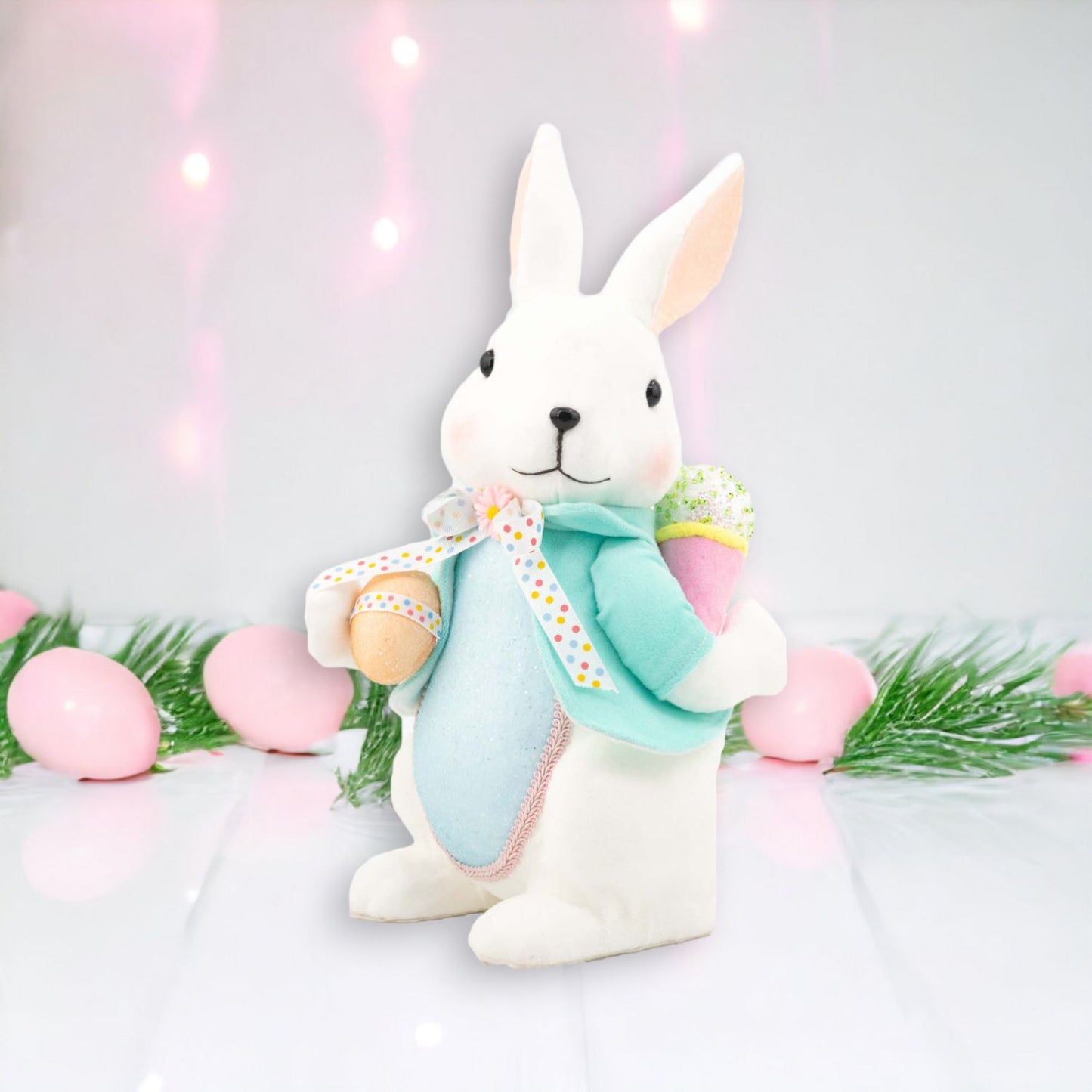 December Diamonds Eggstra Sweet Boy Bunny with Egg Cupcake Figurine, Multicolor
