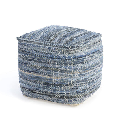 Park Hill Collection Woven Recycled Denim Pouf