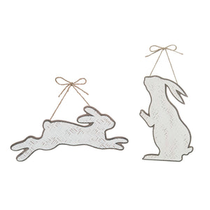 Transpac MDF Posing Bunny Hanging Decor, Set Of 2