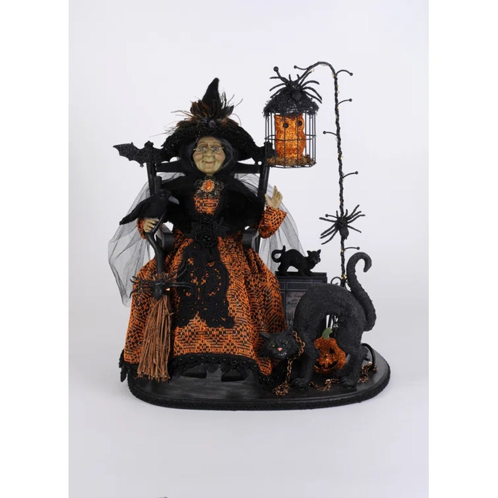 Karen Didion Lighted Spooky Story Teller Witch Figurine Polyresin