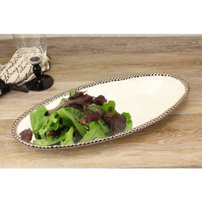 Pampa Bay Salerno Porcelain Oval Serving Piece, White, 17.5 inches