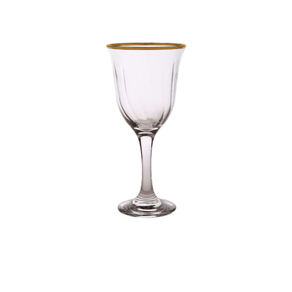Classic Touch Set Of 6 Water Glasses With Simple Gold Design, 8"