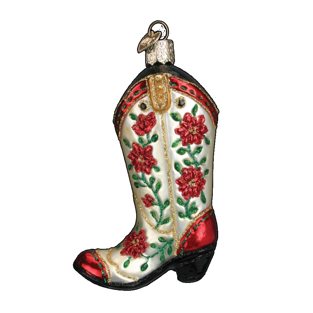 Old World Christmas Christmas Cowgirl Boot Ornament