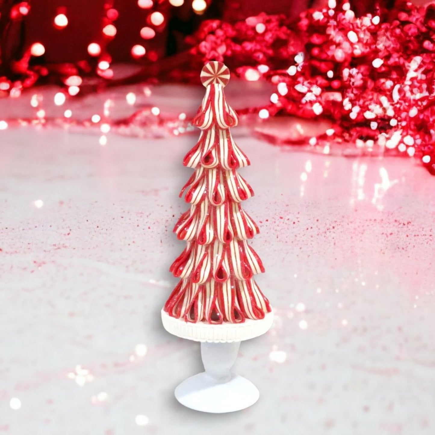 December Diamonds Candy Towne 15-Inch Peppermint Ribbon Tree