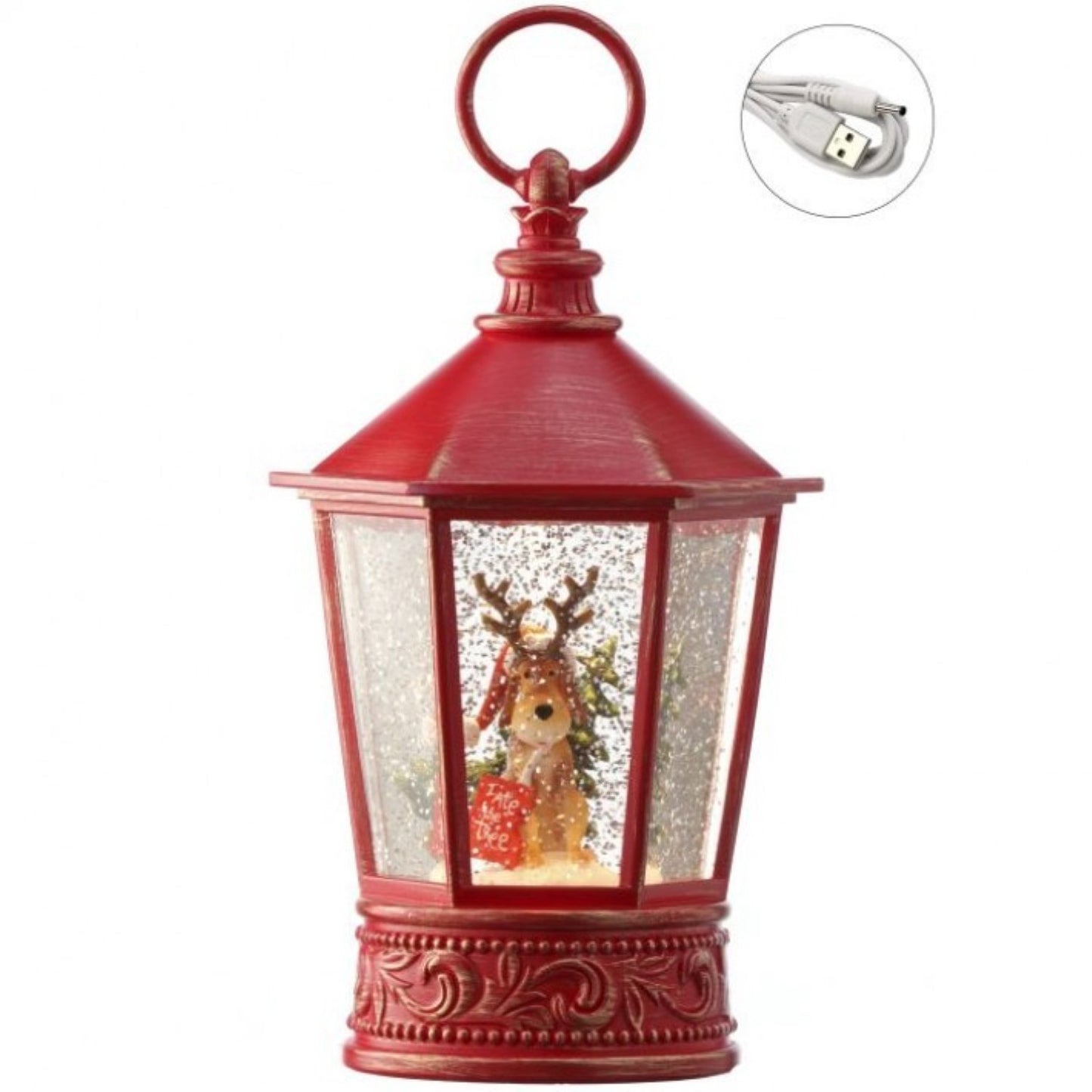 Regency International 10"LED/Battery/Timer/USB Reindeer Lantern Globe