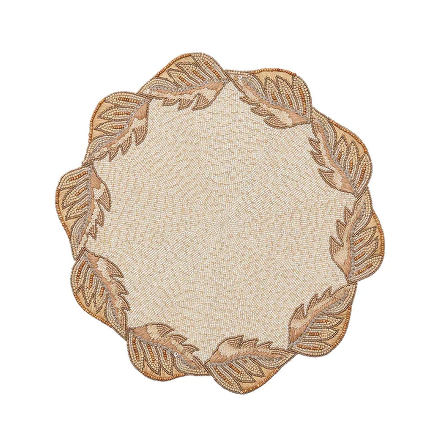 Kim Seybert Winding Vines Placemat in Ivory, Natural & Gold, Set of 2