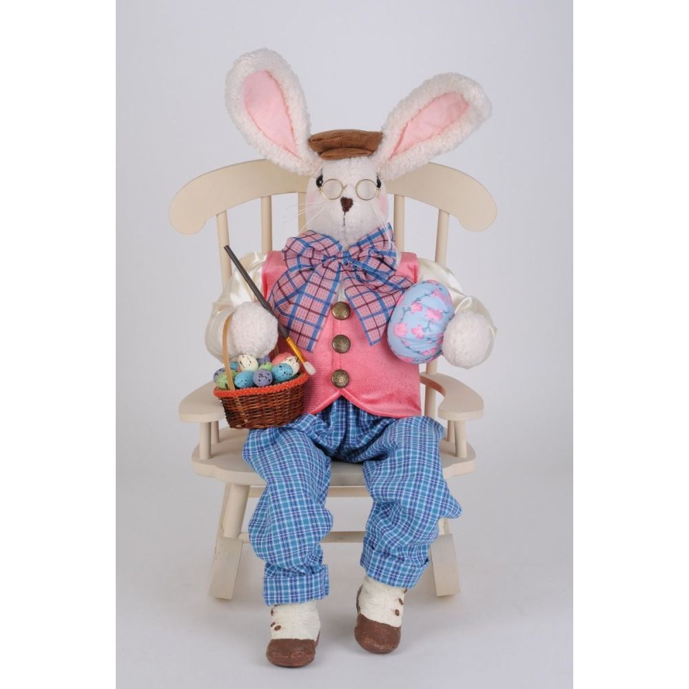 Karen Didion Artist Bunny Figurine with Chair, 22 inches