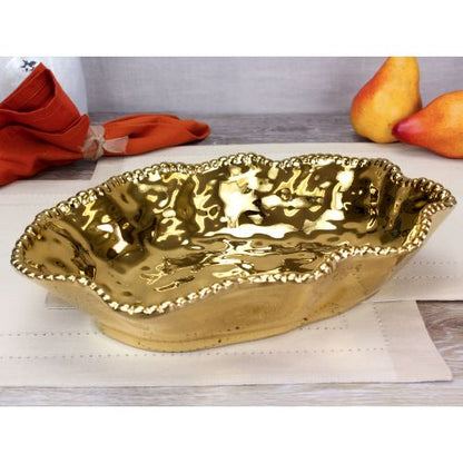 Pampa Bay Monaco Porcelain Serving Bowl, Gold, 9 inches