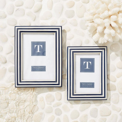 Two's Company Set of 2 Nautical Stripe Photo Frames 4" X 6" and 5" X 7"