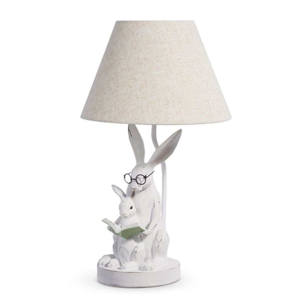 Raz Imports 2024 Natural Appeal 19" Story Time Bunny In Glasses Lamp
