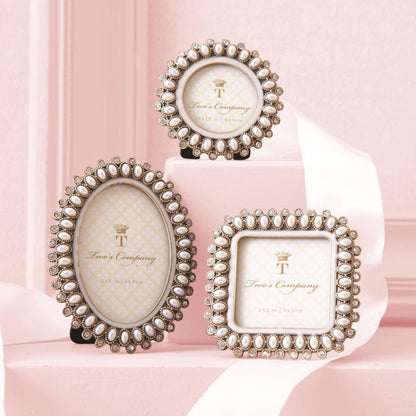 Two's Company Precious Pearls Jeweled Mini Photo Frame In Gift Box Asst 3 Styles.