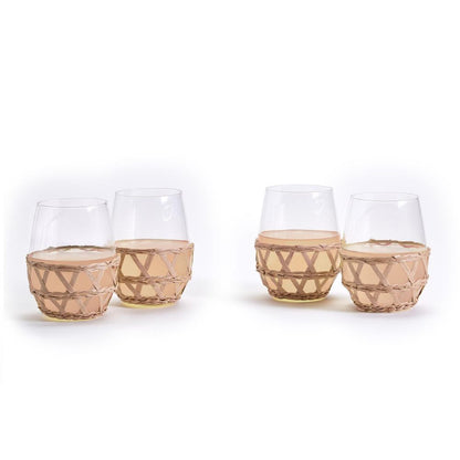 Two's Company Set of 4 Lattice Stemless Wine Glass