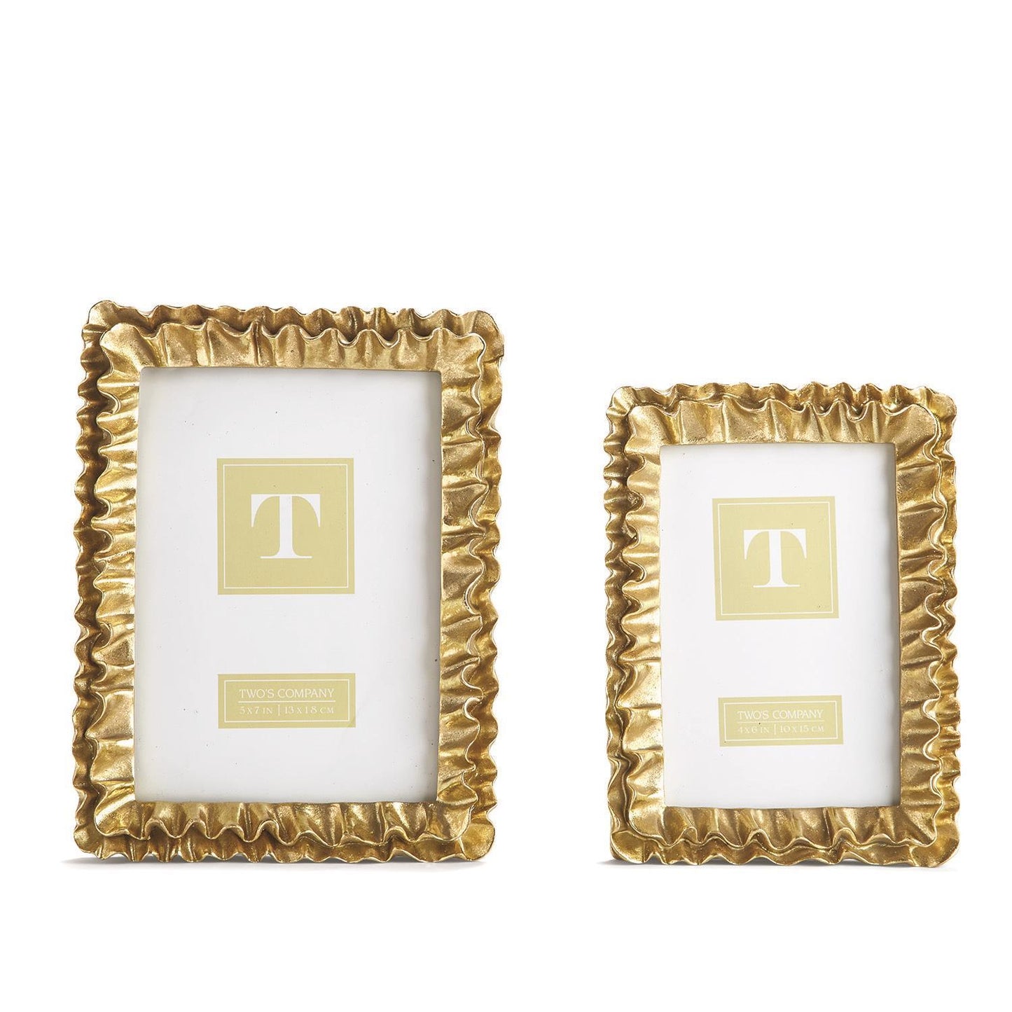 Two's Company Gold Ruffles Frames Includes 2 Sizes, Set of 2