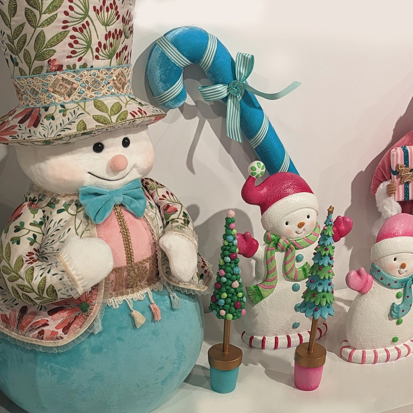 December Diamonds North Pole Sweet Shoppe 25.5" Teal Snowman With Pattern Hat