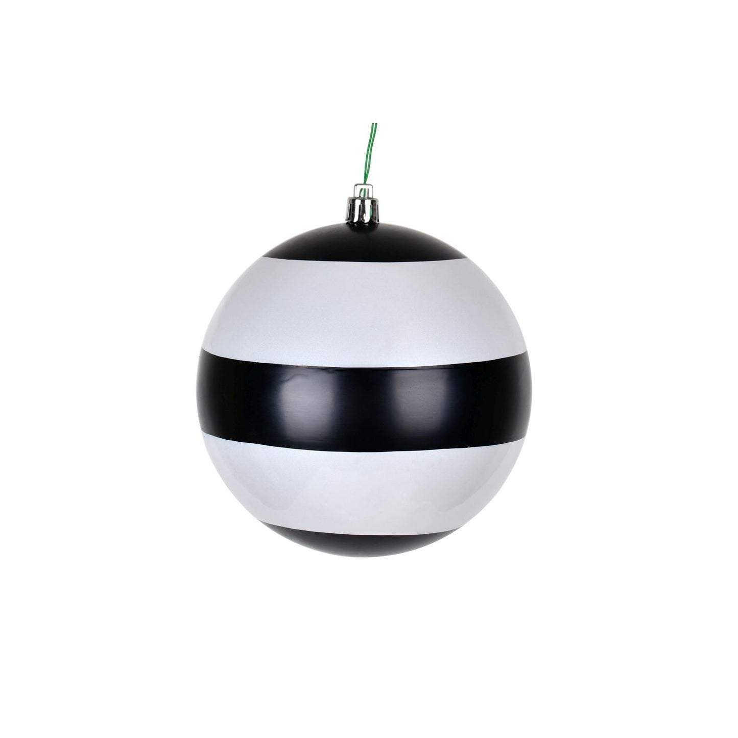 Vickerman 4.75" Black-White Striped Pearl Ball Christmas Ornament, 4 per Set