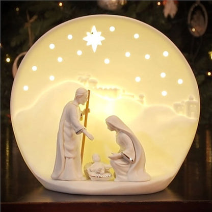 Belleek Nativity Luminaire, White, Porcelain, 6" x 12" x 6"