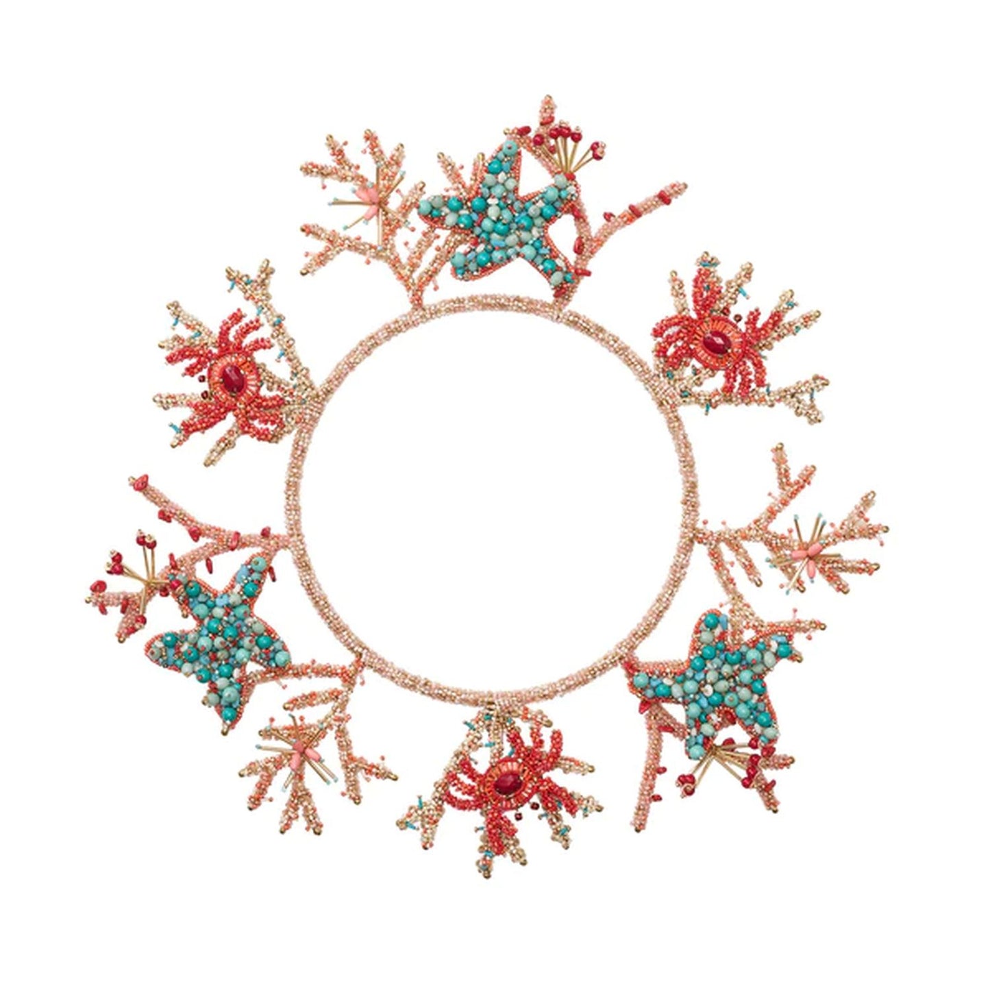Kim Seybert Coral Charm Charger in Turquoise, Coral & Gold, Set of 2