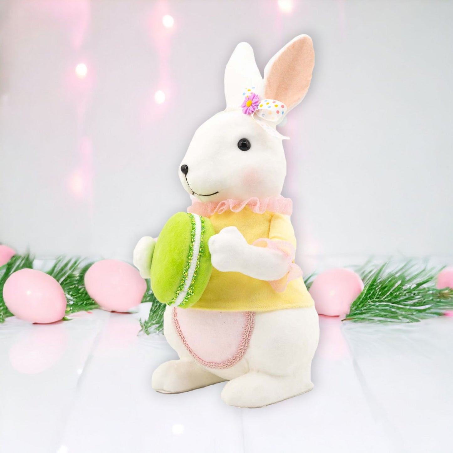 December Diamonds Eggstra Sweet Girl Bunny with Green Macaron Figurine