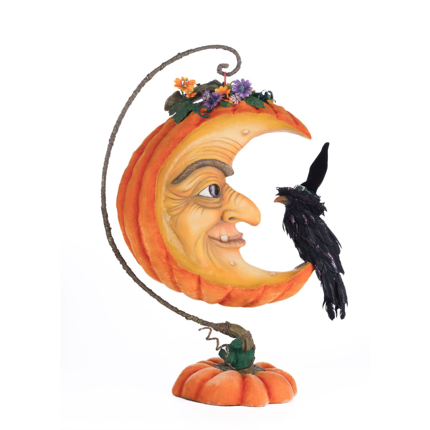 Jacks And Cats 2024 Pumpkin Moon Witch Wall Piece Or Tabletop, 27.5-Inch