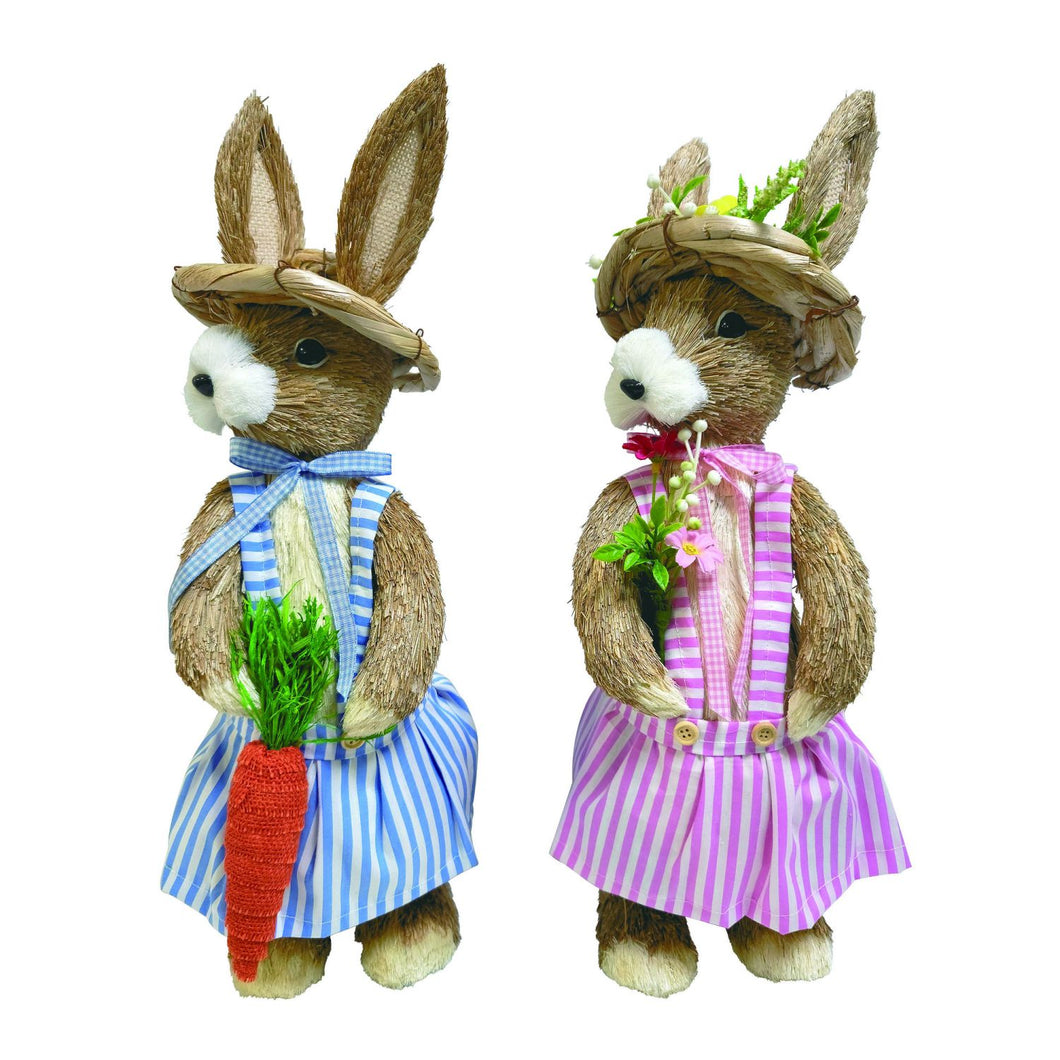 Transpac Sisal Bunny With Hat, Set Of 2, Assortment