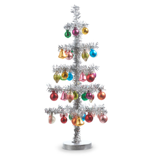 Raz Imports 2023 Vintage Farmhouse Vintage Tinsel Tree With Ornaments