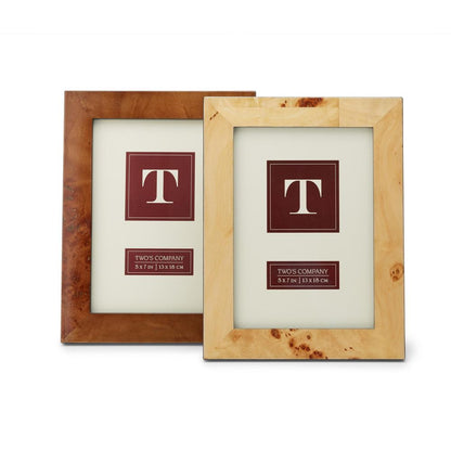Two's Company Burled Wood 5" X 7" Photo Frame In Gift Box Assorted 2 Colors.