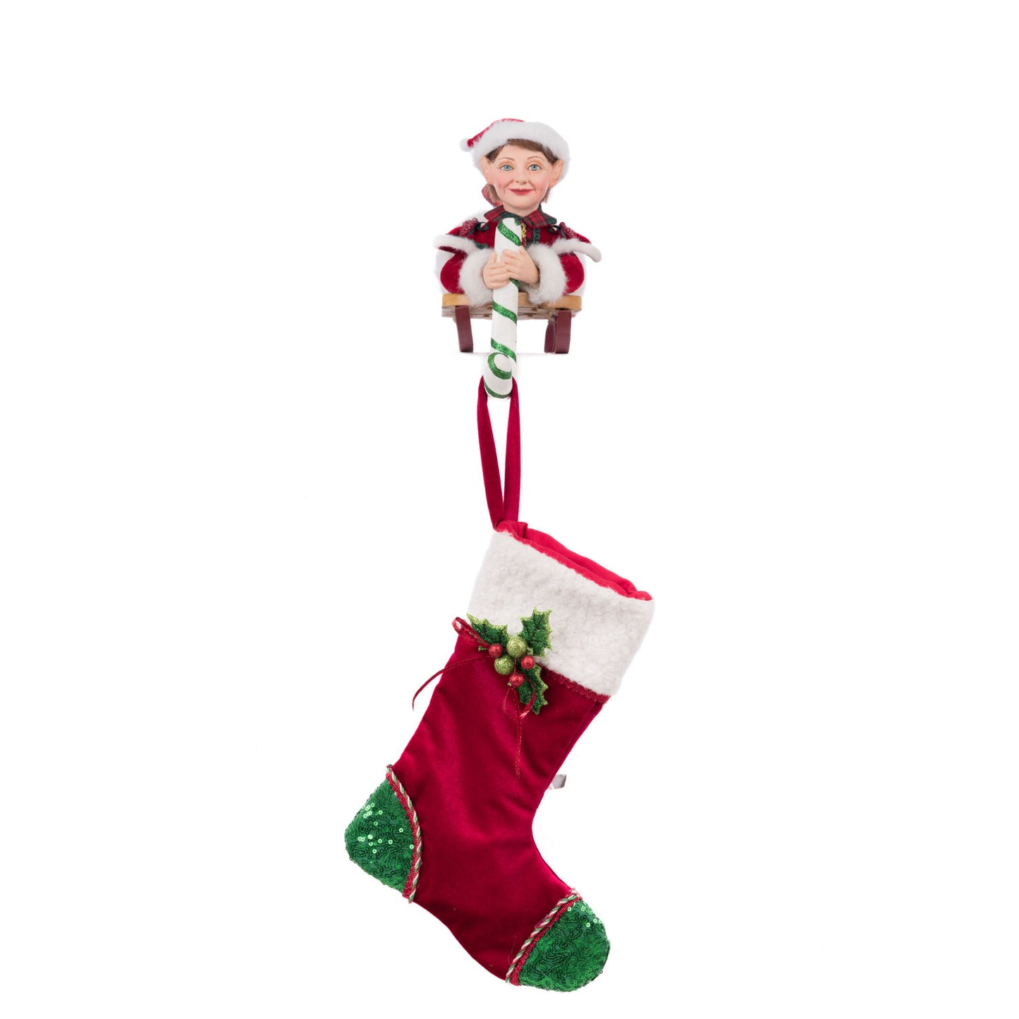 Holiday Magic 2024 Laying Elf With Giftbox Stocking Holder, 7-Inch