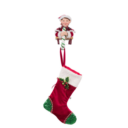 Holiday Magic 2024 Laying Elf With Giftbox Stocking Holder, 7-Inch