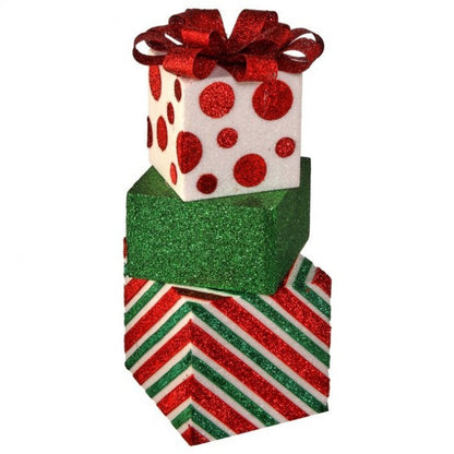 Regency International Sparkle Strip/Dot Gift Box Stack With Bow