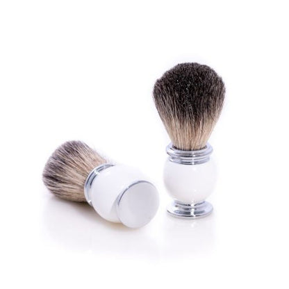 Bey Berk Pure Badger Shaving Brush With White Enamel Handle