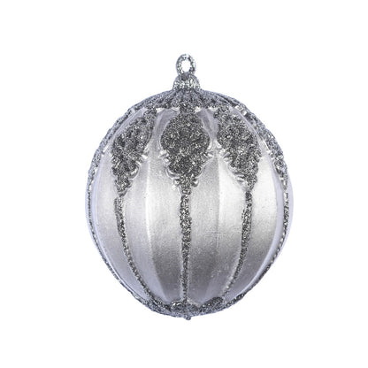 Vickerman 4.5" Gunmetal Antique Embossed Line Ball Ornament, 3 per Bag