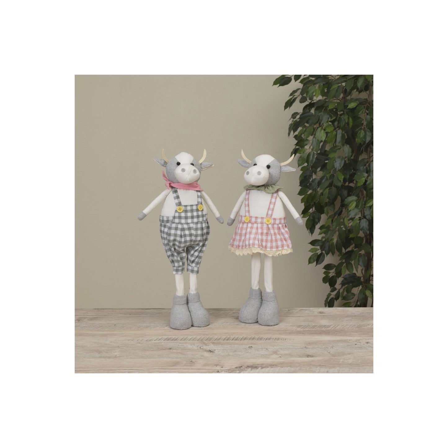 Gerson Company 18.8"H Fabric Cow Figurine, 2 Assorted