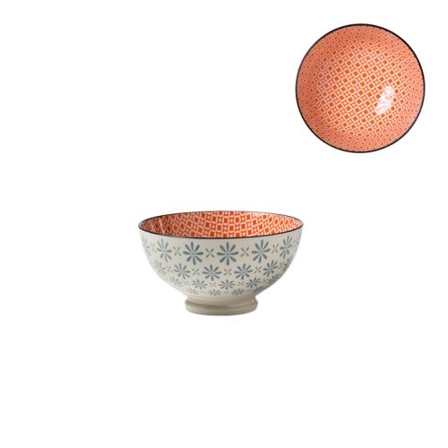 Torre & Tagus Kiri Porcelain Bowl - Gerbera Diamond, Red