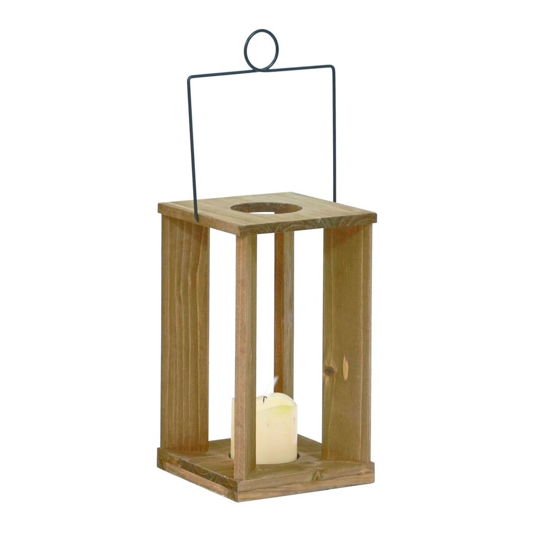 Transpac Small Wood/Metal Geometric Lantern